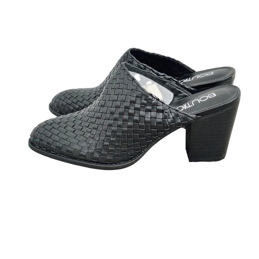 Boutique by Corkys Size 7 Black Woven Slip On Heeled Mule Clogs Life Gourd NEW